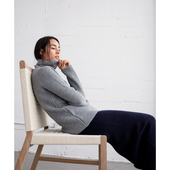 NEW! Jenni Kayne XS Oversized 100% Cashmere $545 Turtleneck Sweater Boxy Gray - Picture 2 of 11